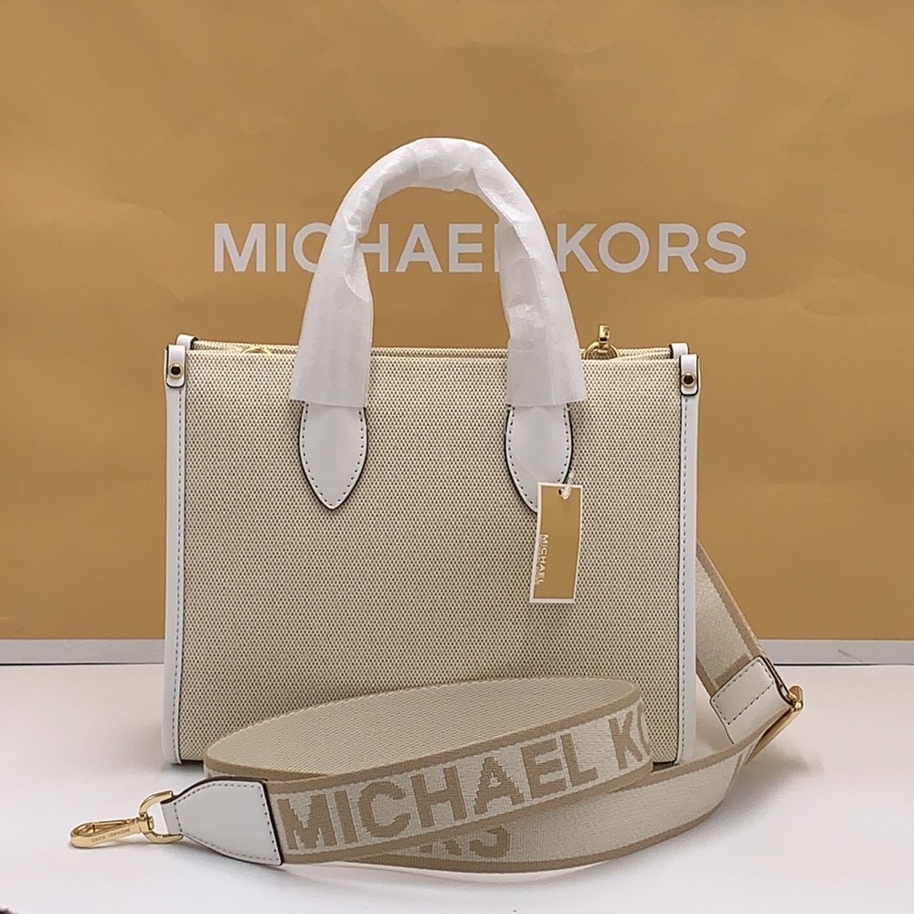 Michael Kors Mirella Small Shopper Top Zip Crossbody Bag Optic White MK NWT - Picture 9 of 16